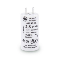 Condensateur 2,5 µF cosses Faston 2.8mm pour moteur volet roulant