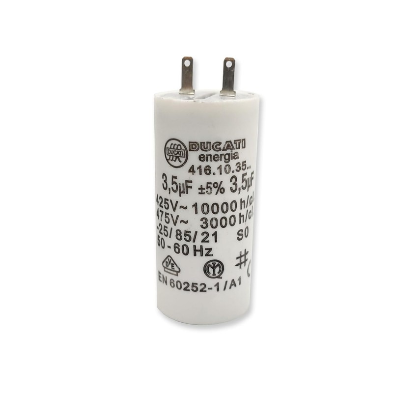 Condensateur 3,5 µF cosses Faston 2.8mm pour moteur volet roulant