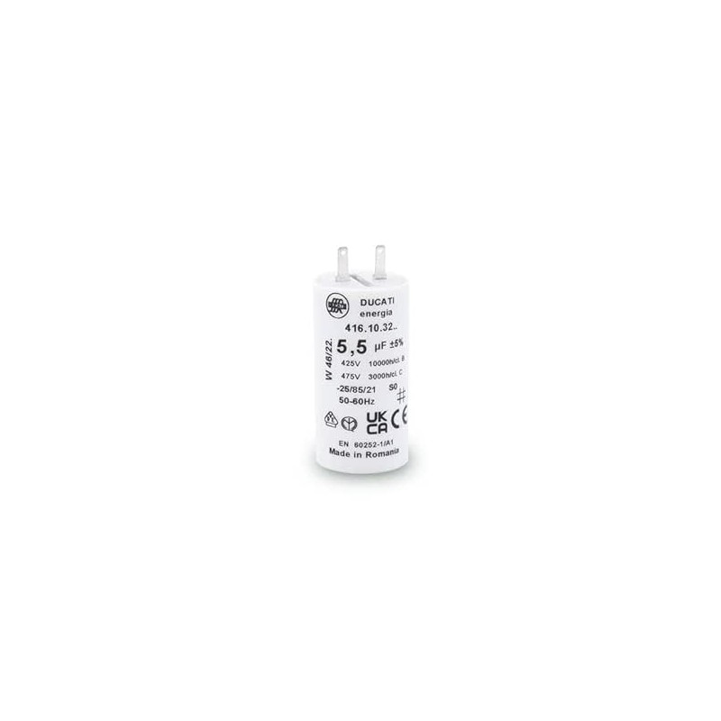 Condensateur 5,5 µF cosses Faston 2.8mm pour moteur volet roulant
