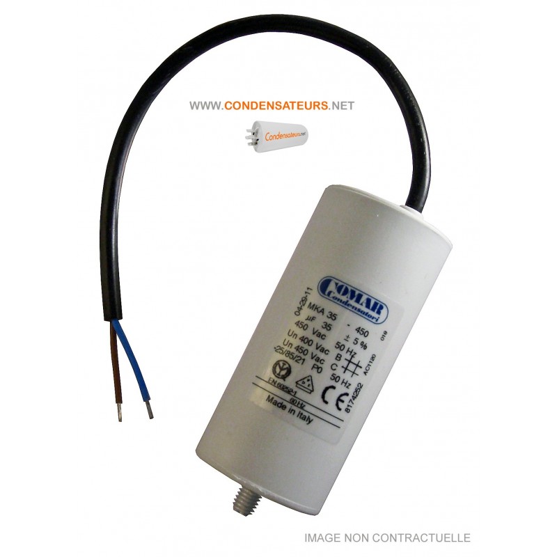 Condensateur 35µf, 35mf, 35 microfarads pour moteur leroy somer Condensateur 35µf, 35mf, 35 microfarads pour moteur leroy somer