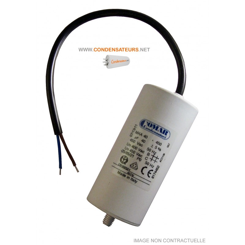 Condensateur 40µf, 40mf, 40 microfarads 450V MOTEUR LEROY SOMMER LS90P Condensateur 40µf, 40mf, 40 microfarads 450V MOTEUR LEROY SOMMER LS90P