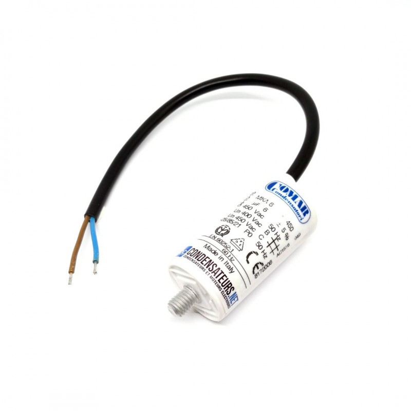 Condensateur permanent 6µF à câble pour moteur électrique Condensateur permanent 6µF à câble pour moteur électrique