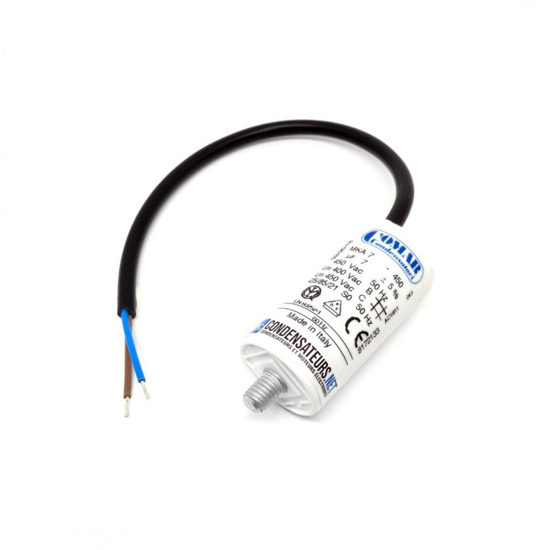 Condensateur permanent 7µF à câble pour moteur électrique Condensateur permanent 7µF à câble pour moteur électrique