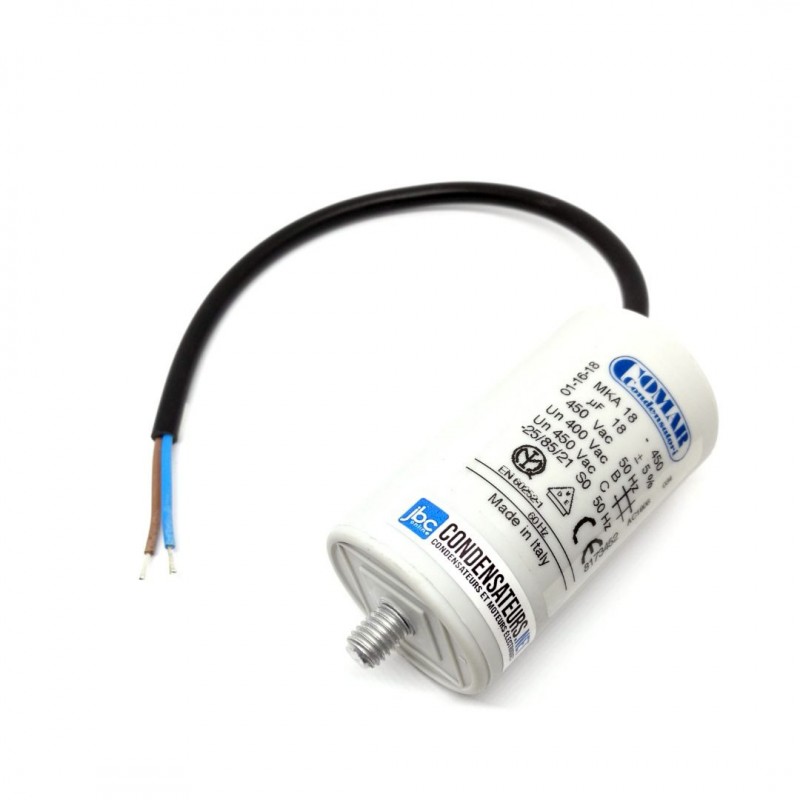Condensateur permanent 18µF à câble pour moteur électrique