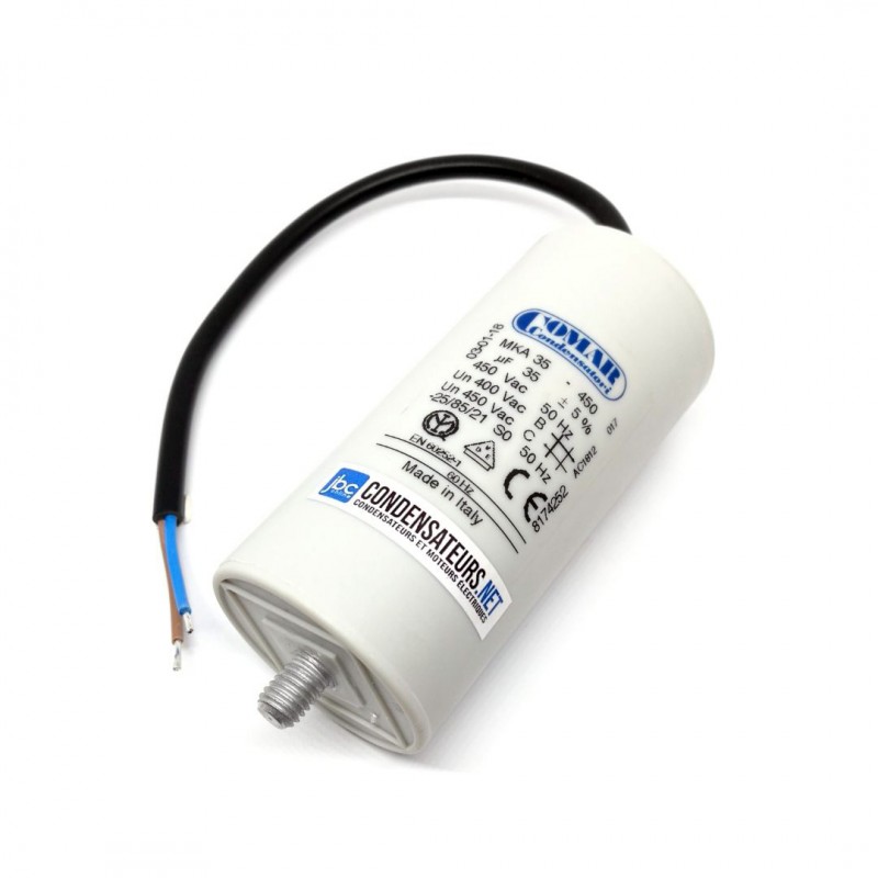 Condensateur permanent 35µF à câble pour moteur électrique