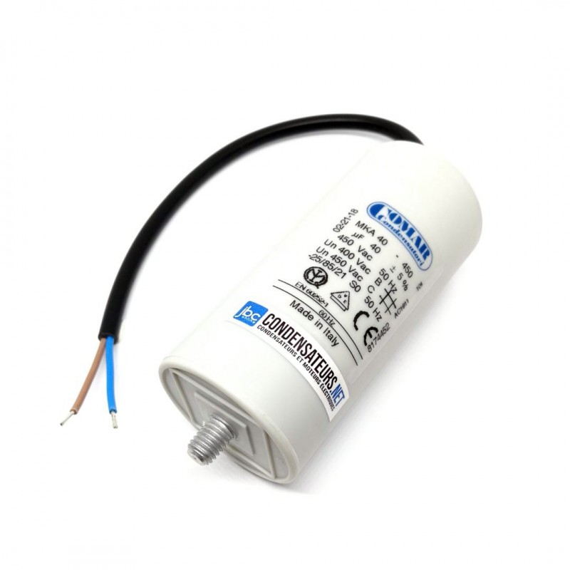 Condensateur permanent 40µF à câble pour moteur électrique