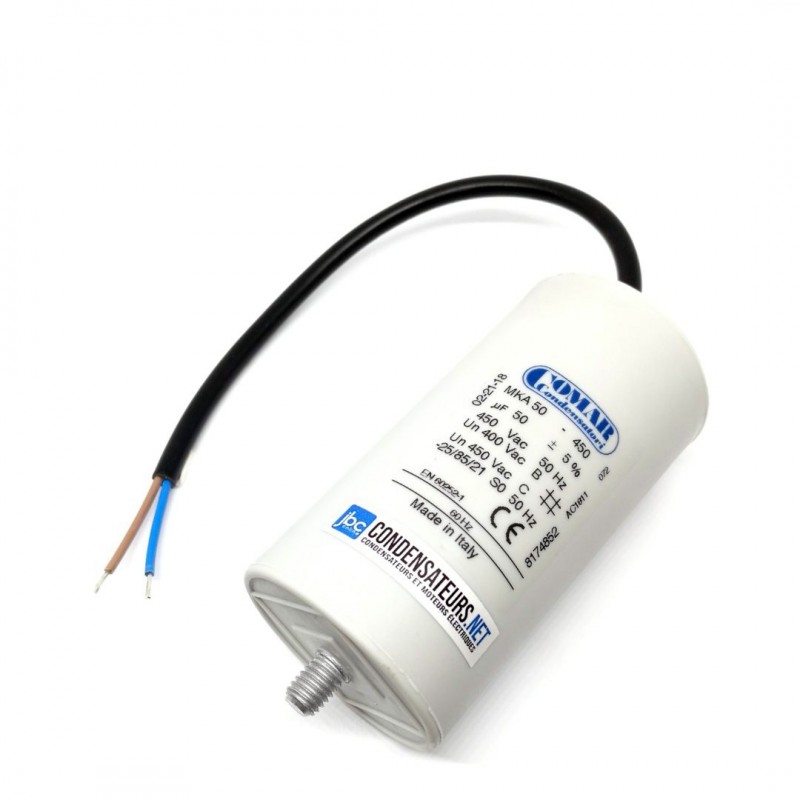 Condensateur permanent 50µF à câble pour moteur électrique