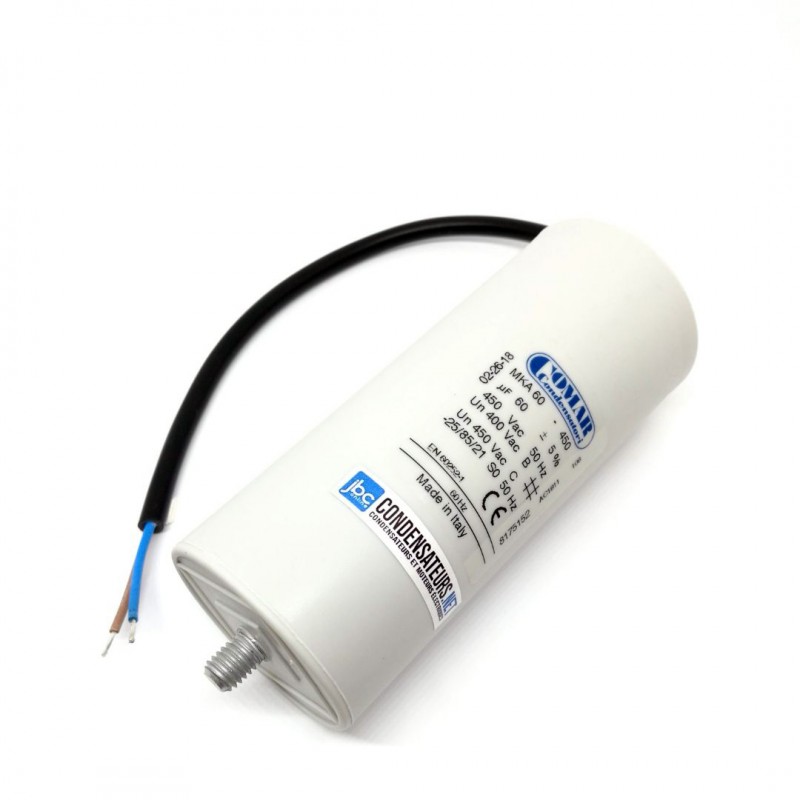 Condensateur permanent 60µF à câble pour moteur électrique Condensateur permanent 60µF à câble pour moteur électrique