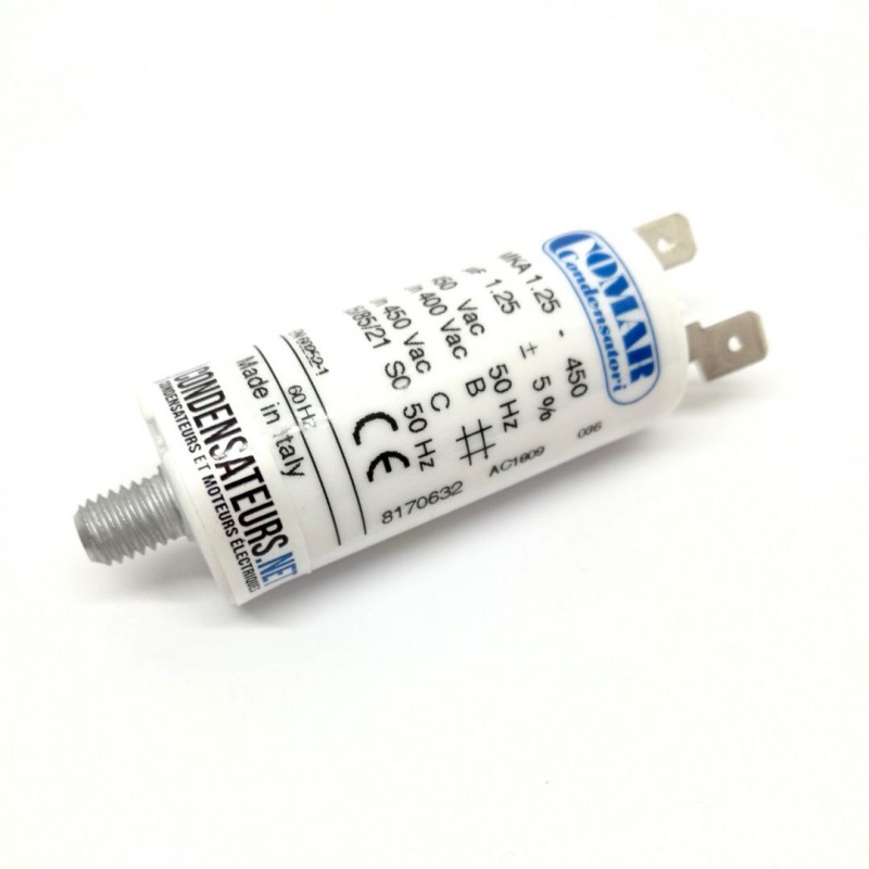 Condensateur permanent 1,25µF à câble pour moteur électrique Condensateur permanent 1,25µF à câble pour moteur électrique