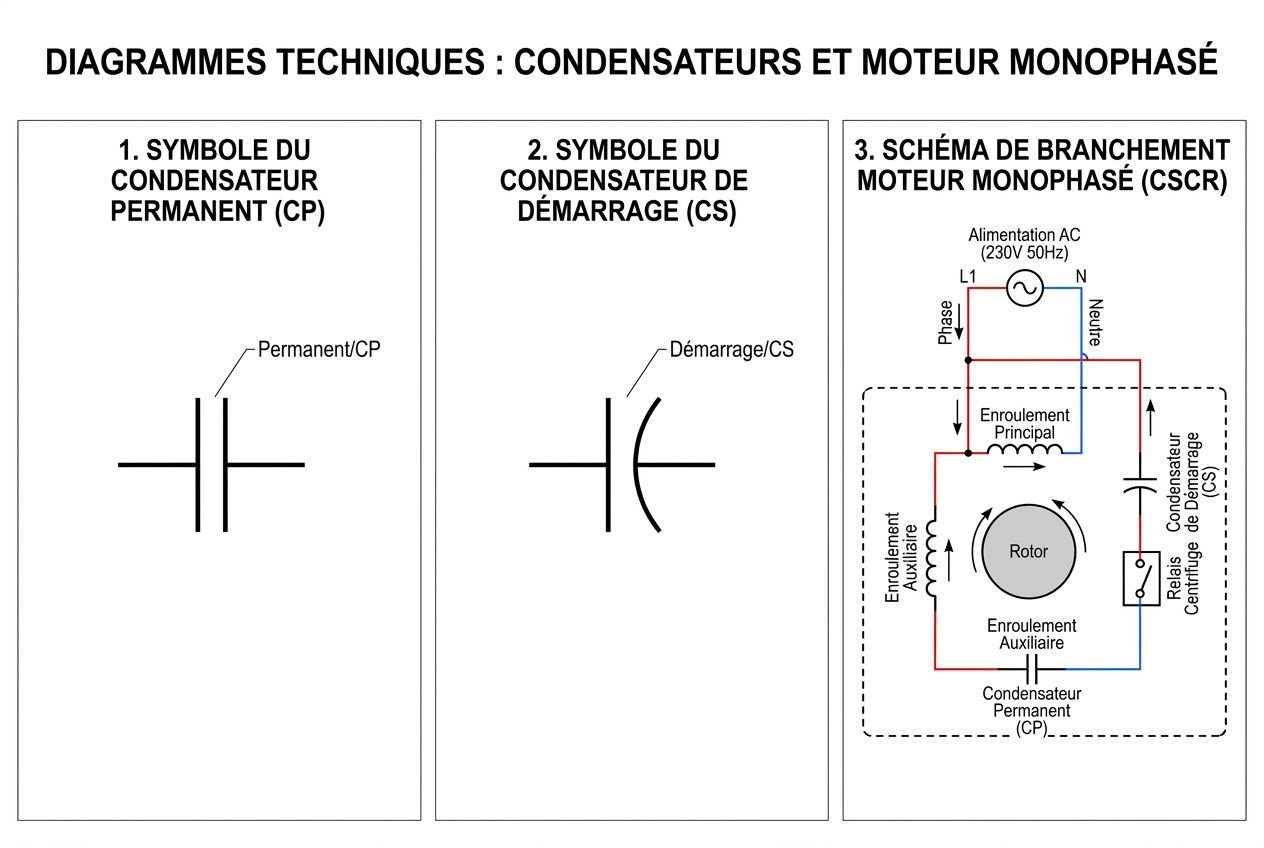 Symboles et schémas condensateurs